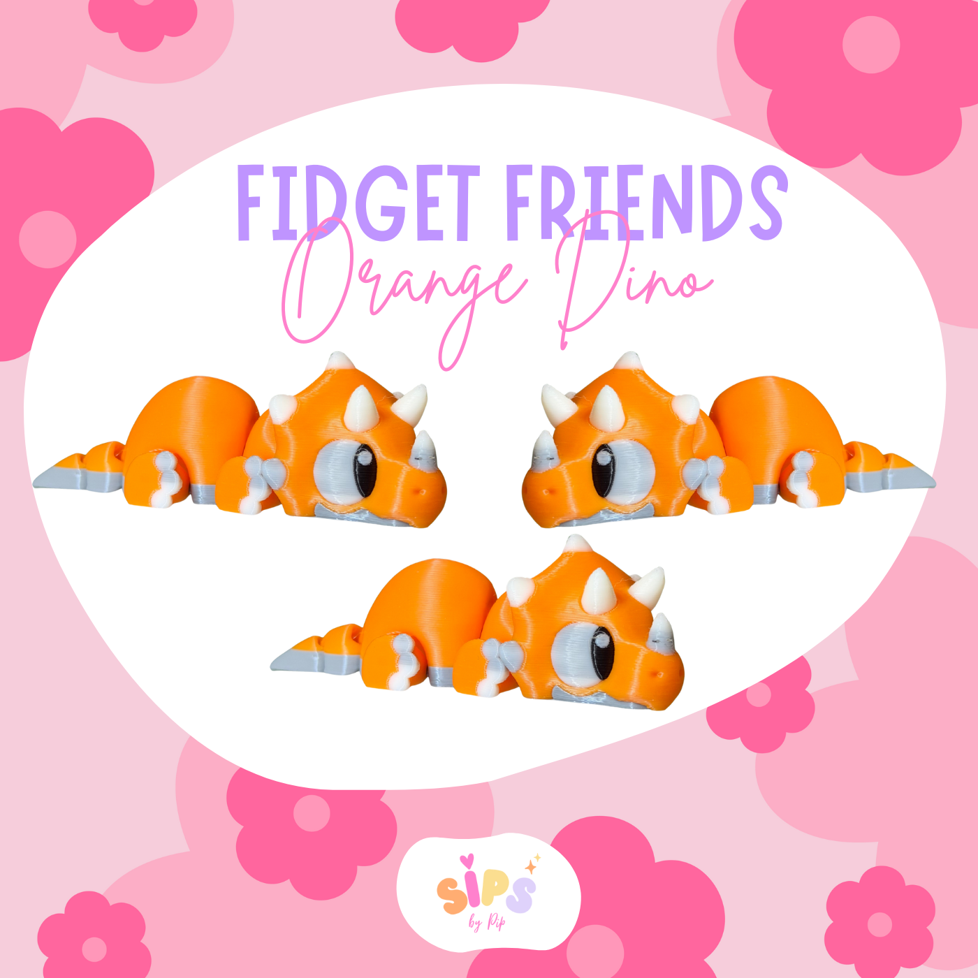 Small Fidget Friend - Orange Dino
