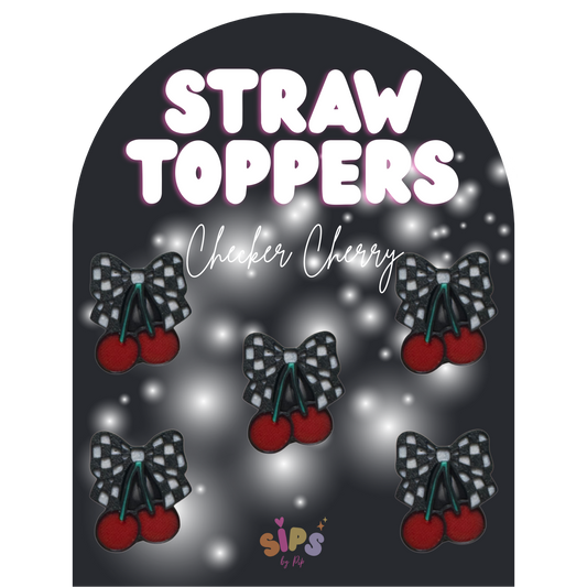 Checker Cherry - 3D Straw Topper