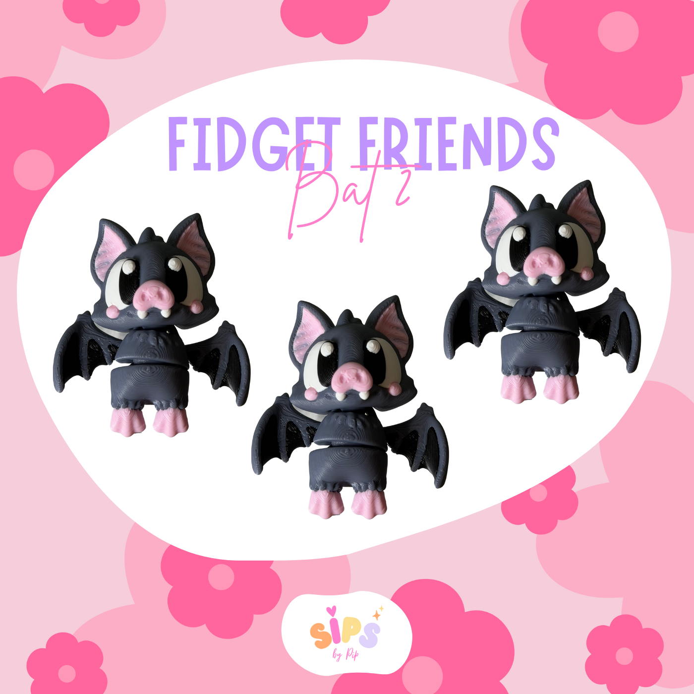 Small Fidget Friend - Grey Bat – Sips By Pip
