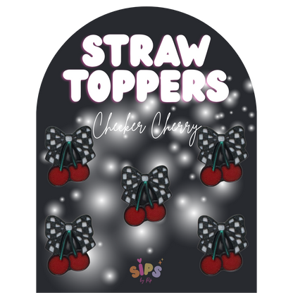 Checker Cherry - 3D Straw Topper